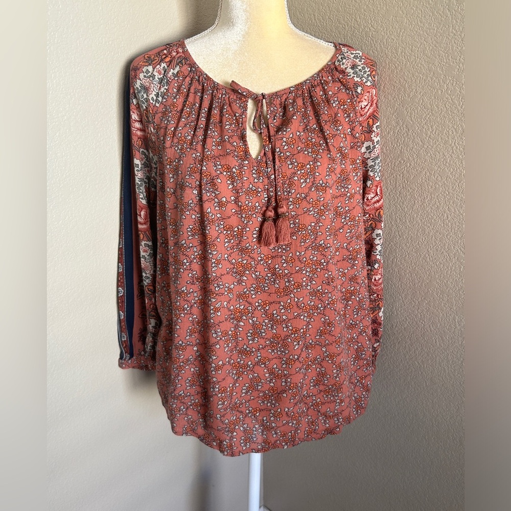 Lucky Brand Terracotta Floral Blouse size M